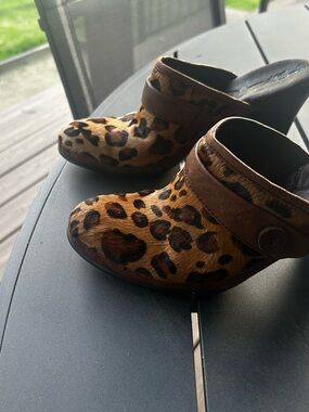Leopard Print Women's Clogs - Pony Hair leopard print